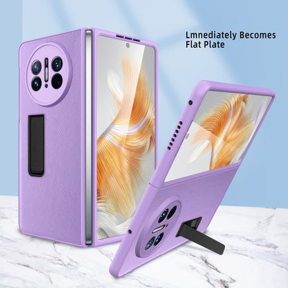 For Huawei Mate X3 Litchi Texture Integrated Shockproof Phone Case with Holder(Purple) - Huawei Cases by buy2fix | Online Shopping UK | buy2fix