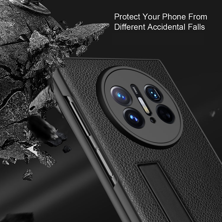For Huawei Mate X3 Litchi Texture Integrated Shockproof Phone Case with Holder(Purple) - Huawei Cases by buy2fix | Online Shopping UK | buy2fix