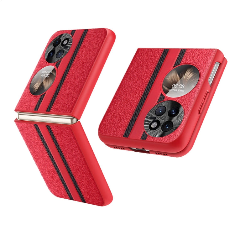 For Huawei P50 Pocket  Litchi Texture PU Shockproof Phone Case(Red) - Huawei Cases by buy2fix | Online Shopping UK | buy2fix