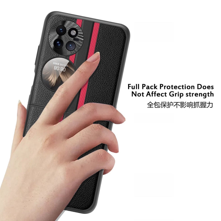 For Huawei P50 Pocket  Litchi Texture PU Shockproof Phone Case(Pink) - Huawei Cases by buy2fix | Online Shopping UK | buy2fix