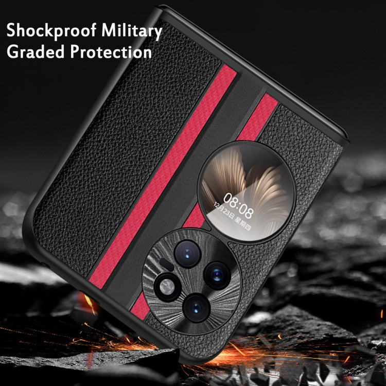 For Huawei P50 Pocket  Litchi Texture PU Shockproof Phone Case(Red) - Huawei Cases by buy2fix | Online Shopping UK | buy2fix