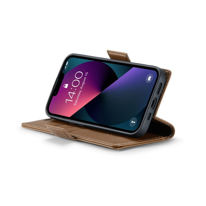 For iPhone 14 CaseMe 023 Butterfly Buckle Litchi Texture RFID Anti-theft Leather Phone Case(Brown) by CaseMe