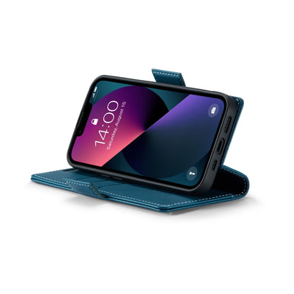 For iPhone 13 CaseMe 023 Butterfly Buckle Litchi Texture RFID Anti-theft Leather Phone Case(Blue) by CaseMe