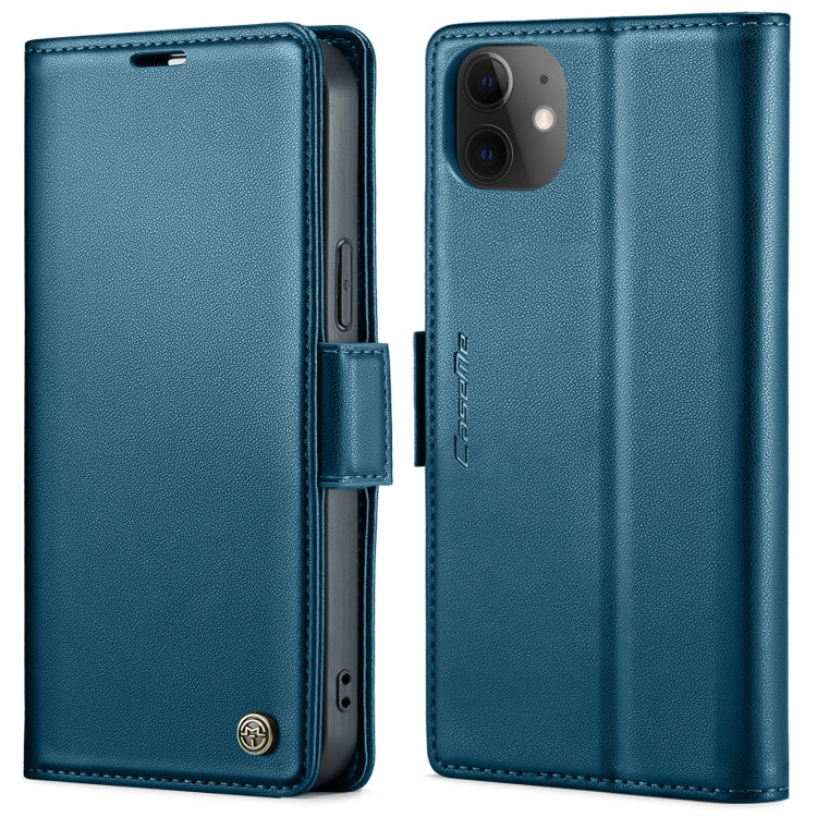 For iPhone 12 / 12 Pro CaseMe 023 Butterfly Buckle Litchi Texture RFID Anti-theft Leather Phone Case(Blue) by CaseMe