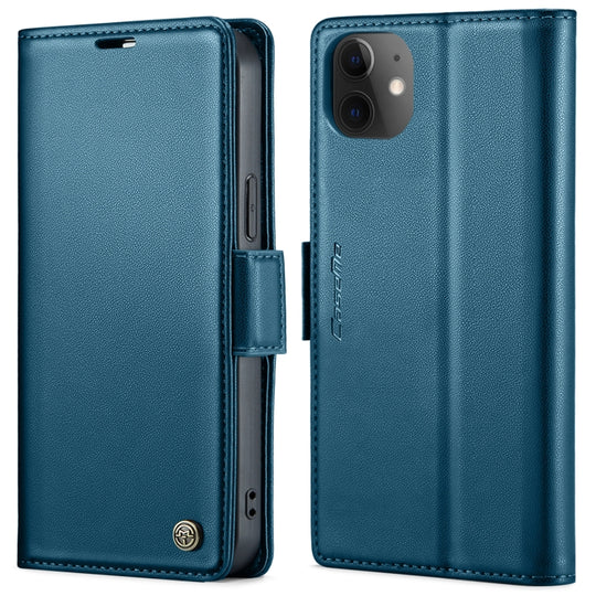 Pour iPhone 12/12 Pro CaseMe 023 Boucle Papillon Litchi Texture RFID Étui de téléphone en cuir antivol (Bleu)