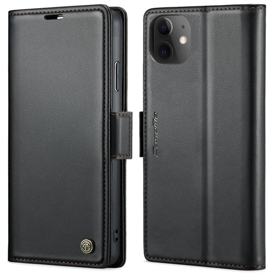 Pour iPhone 11 CaseMe 023 Boucle Papillon Litchi Texture RFID Étui de téléphone en cuir antivol (Noir)