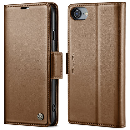 For iPhone SE 2022/SE 2020/6/7/8 CaseMe 023 Butterfly Buckle Litchi Texture RFID Anti-theft Leather Phone Case(Brown) by CaseMe