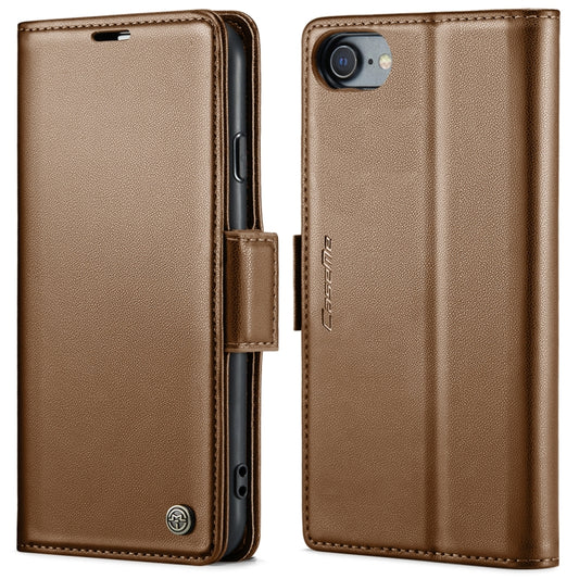 For iPhone SE 2022/SE 2020/6/7/8 CaseMe 023 Butterfly Buckle Litchi Texture RFID Anti-theft Leather Phone Case(Brown) by CaseMe