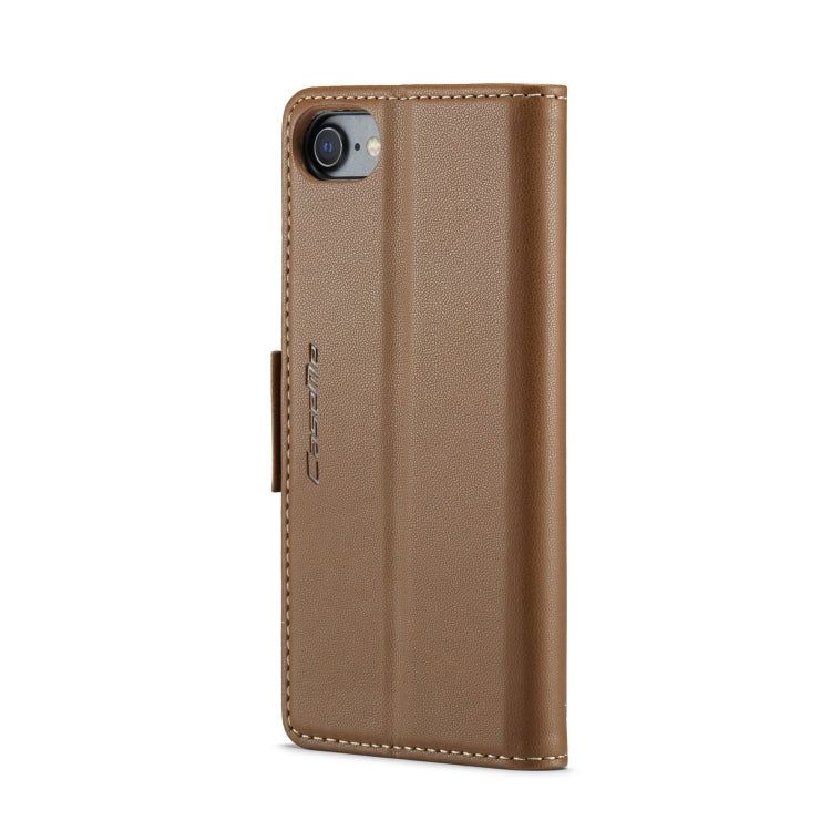 For iPhone SE 2022/SE 2020/6/7/8 CaseMe 023 Butterfly Buckle Litchi Texture RFID Anti-theft Leather Phone Case(Brown) by CaseMe
