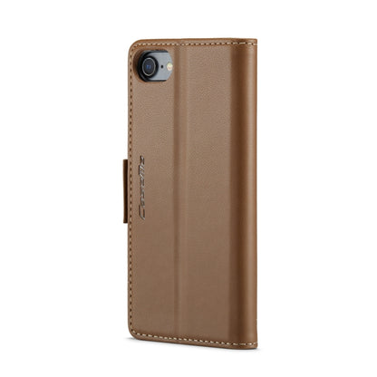 For iPhone SE 2022/SE 2020/6/7/8 CaseMe 023 Butterfly Buckle Litchi Texture RFID Anti-theft Leather Phone Case(Brown) by CaseMe