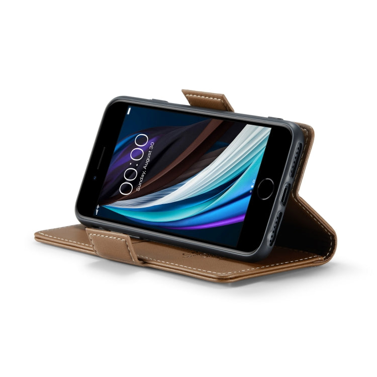 For iPhone SE 2022/SE 2020/6/7/8 CaseMe 023 Butterfly Buckle Litchi Texture RFID Anti-theft Leather Phone Case(Brown) by CaseMe