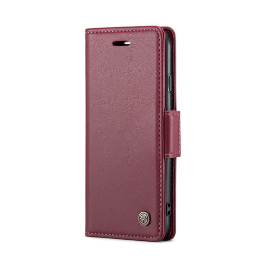 For iPhone SE 2022/SE 2020/6/7/8 CaseMe 023 Butterfly Buckle Litchi Texture RFID Anti-theft Leather Phone Case(Wine Red) by CaseMe