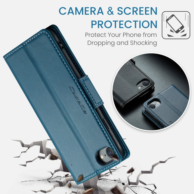 For iPhone SE 2022/SE 2020/6/7/8 CaseMe 023 Butterfly Buckle Litchi Texture RFID Anti-theft Leather Phone Case(Blue) by CaseMe