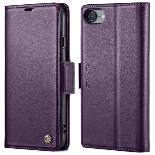 For iPhone SE 2022/SE 2020/6/7/8 CaseMe 023 Butterfly Buckle Litchi Texture RFID Anti-theft Leather Phone Case(Pearly Purple) by CaseMe