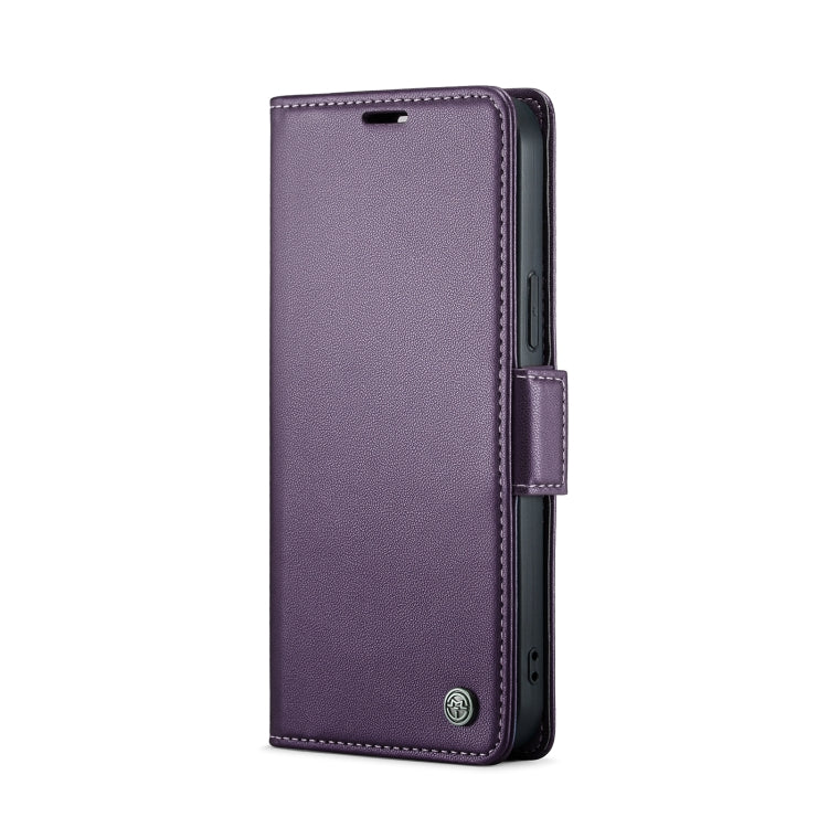 For iPhone 15 Pro Max CaseMe 023 Butterfly Buckle Litchi Texture RFID Anti-theft Leather Phone Case(Pearly Purple) by CaseMe