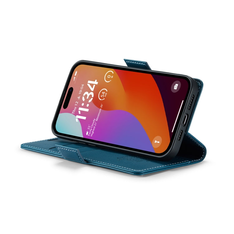 For iPhone 15 Pro CaseMe 023 Butterfly Buckle Litchi Texture RFID Anti-theft Leather Phone Case(Blue) by CaseMe