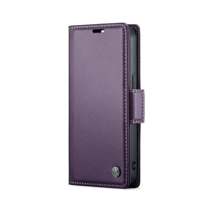 For iPhone 15 Plus CaseMe 023 Butterfly Buckle Litchi Texture RFID Anti-theft Leather Phone Case(Pearly Purple) by CaseMe