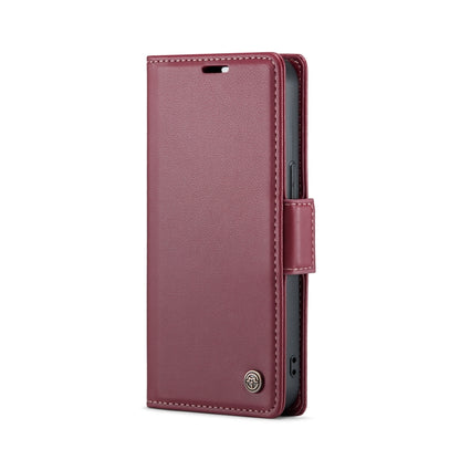 For iPhone 15 CaseMe 023 Butterfly Buckle Litchi Texture RFID Anti-theft Leather Phone Case(Wine Red) - iPhone 15 Cases by CaseMe | Online Shopping UK | buy2fix