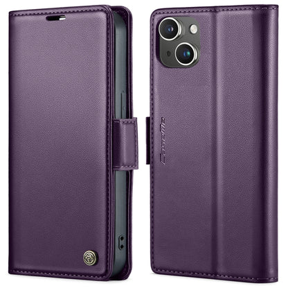 For iPhone 15 CaseMe 023 Butterfly Buckle Litchi Texture RFID Anti-theft Leather Phone Case(Pearly Purple) by CaseMe