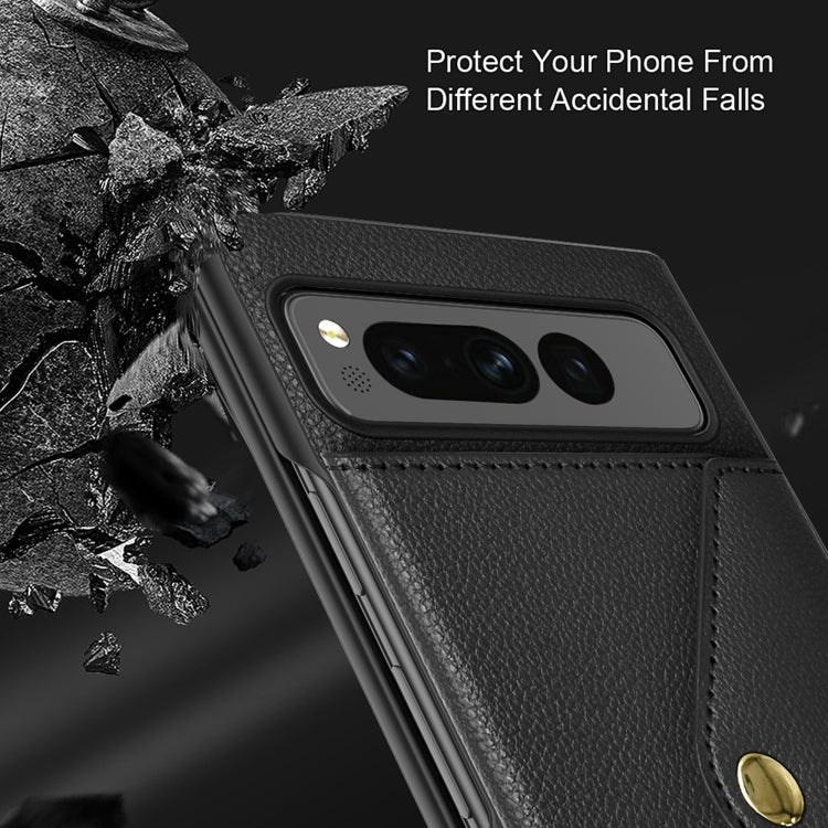 For Google Pixel Fold Litchi Texture Integrated Phone Case with Card Bag(Purple) by buy2fix