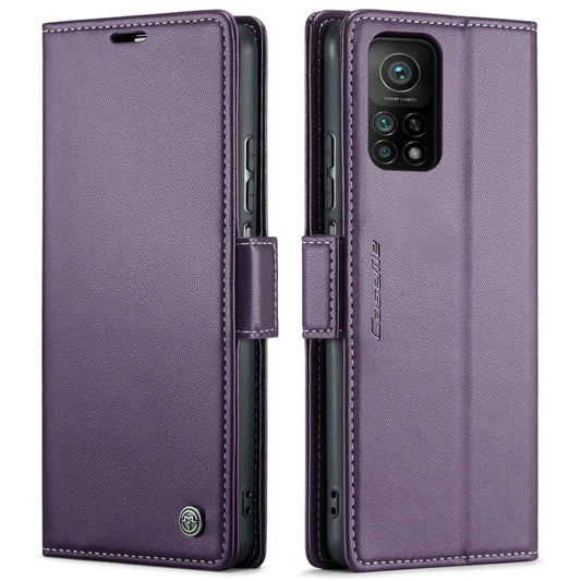 For Xiaomi Mi 10T 5G／10T Pro 5G CaseMe 023 Butterfly Buckle Litchi Texture RFID Anti-theft Leather Phone Case(Pearly Purple) by CaseMe