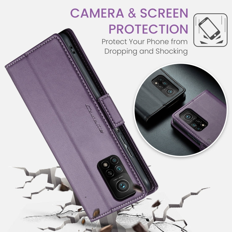 For Xiaomi Mi 10T 5G／10T Pro 5G CaseMe 023 Butterfly Buckle Litchi Texture RFID Anti-theft Leather Phone Case(Pearly Purple) - Xiaomi Cases by CaseMe | Online Shopping UK | buy2fix