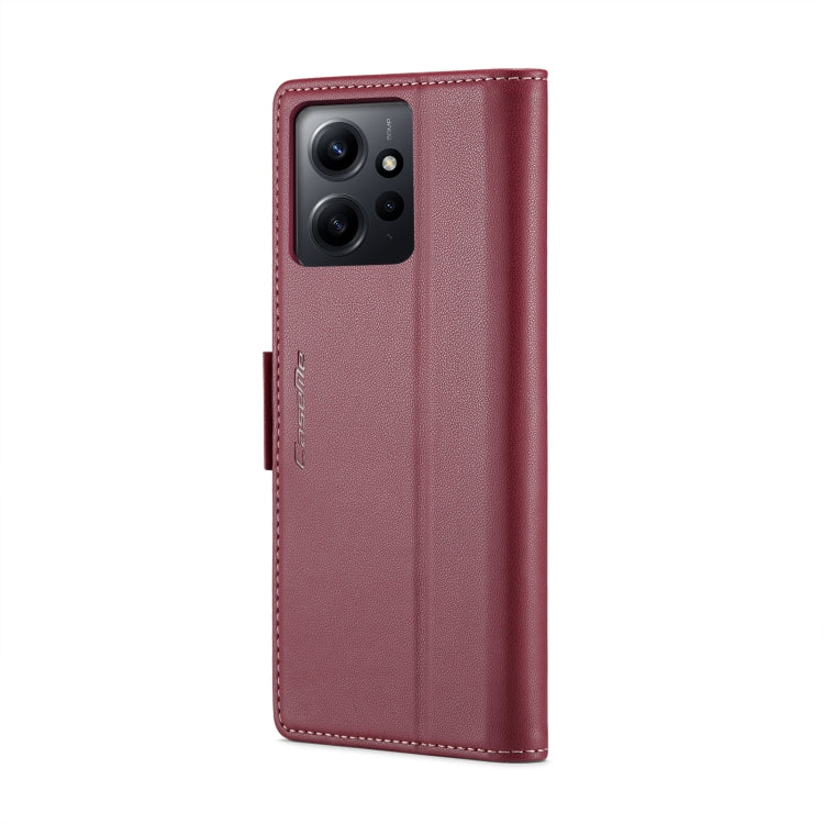 For Xiaomi Redmi Note 12 4G Global CaseMe 023 Butterfly Buckle Litchi Texture RFID Anti-theft Leather Phone Case(Wine Red) - Xiaomi Cases by CaseMe | Online Shopping UK | buy2fix