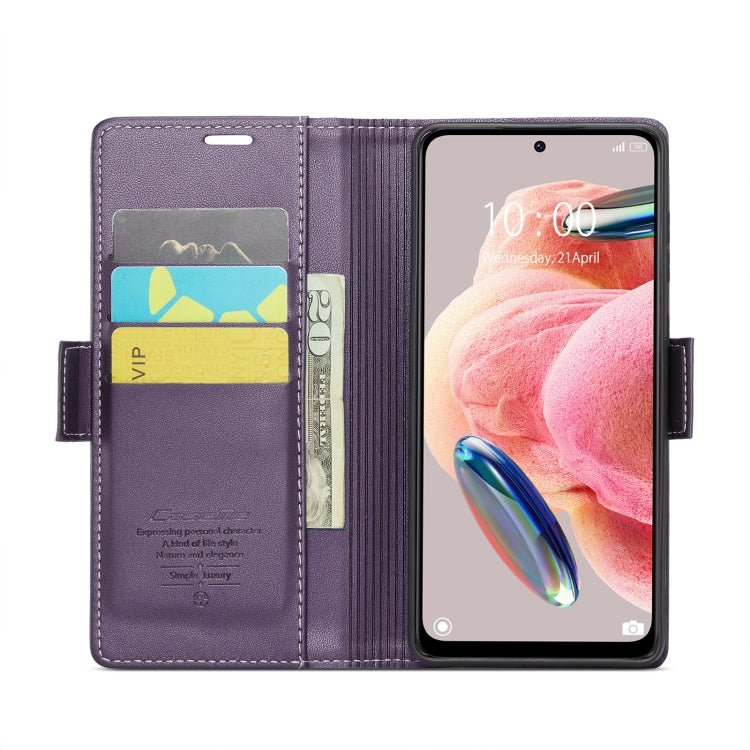 For Xiaomi Redmi Note 12 4G Global CaseMe 023 Butterfly Buckle Litchi Texture RFID Anti-theft Leather Phone Case(Pearly Purple) - Xiaomi Cases by CaseMe | Online Shopping UK | buy2fix