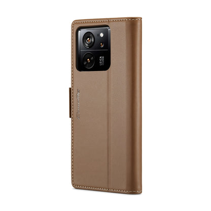 For Xiaomi 13T/13T Pro CaseMe 023 Butterfly Buckle Litchi Texture RFID Anti-theft Leather Phone Case(Brown) - Xiaomi Cases by CaseMe | Online Shopping UK | buy2fix