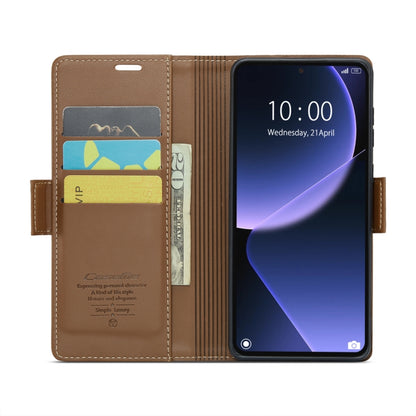 For Xiaomi 13T/13T Pro CaseMe 023 Butterfly Buckle Litchi Texture RFID Anti-theft Leather Phone Case(Brown) - Xiaomi Cases by CaseMe | Online Shopping UK | buy2fix