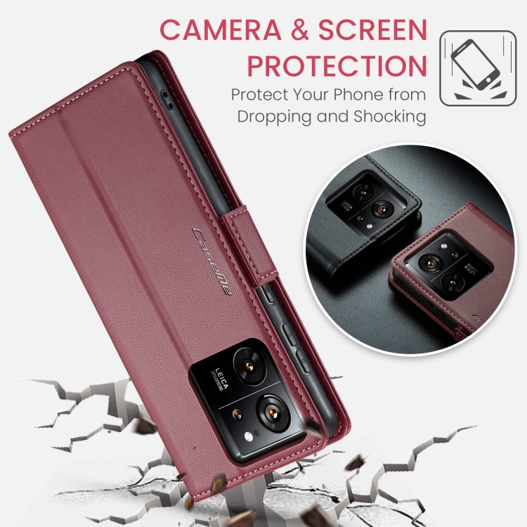 For Xiaomi 13T/13T Pro CaseMe 023 Butterfly Buckle Litchi Texture RFID Anti-theft Leather Phone Case(Wine Red) - Xiaomi Cases by CaseMe | Online Shopping UK | buy2fix