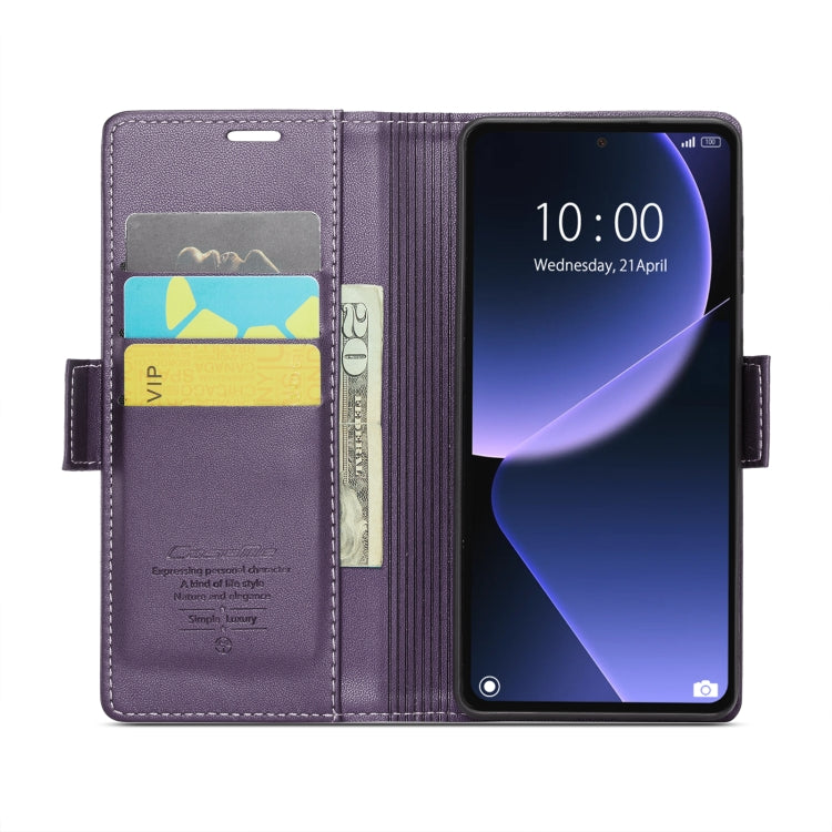 For Xiaomi 13T/13T Pro CaseMe 023 Butterfly Buckle Litchi Texture RFID Anti-theft Leather Phone Case(Pearly Purple) by CaseMe