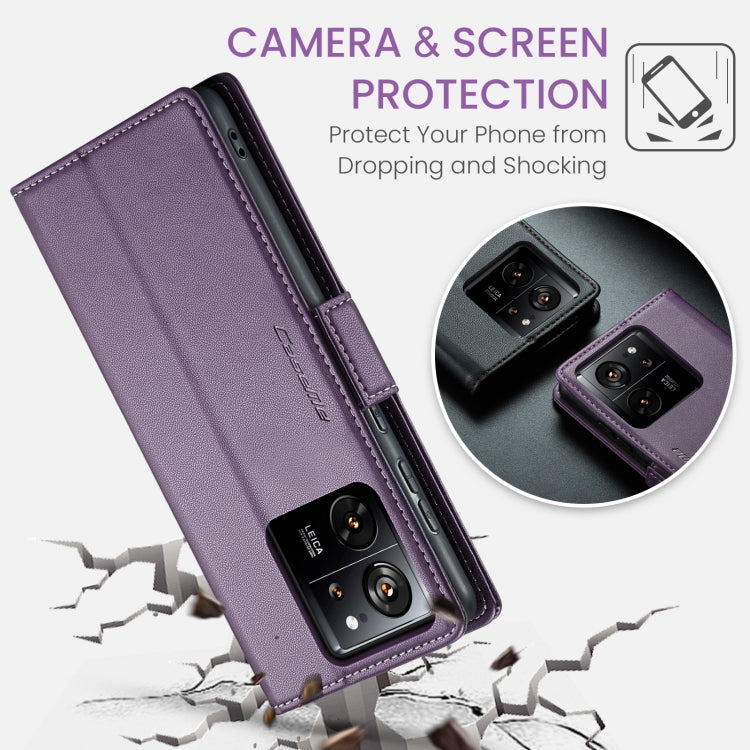 For Xiaomi 13T/13T Pro CaseMe 023 Butterfly Buckle Litchi Texture RFID Anti-theft Leather Phone Case(Pearly Purple) - Xiaomi Cases by CaseMe | Online Shopping UK | buy2fix