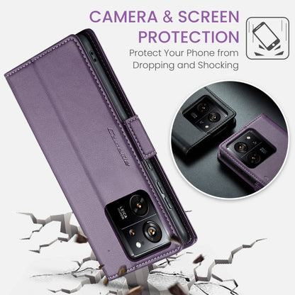 For Xiaomi 13T/13T Pro CaseMe 023 Butterfly Buckle Litchi Texture RFID Anti-theft Leather Phone Case(Pearly Purple) by CaseMe