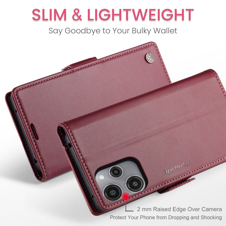 For Xiaomi Redmi 12 4G／12 5G／Note 12R／POCO M6 Pro 5G CaseMe 023 Butterfly Buckle Litchi Texture RFID Anti-theft Leather Phone Case(Wine Red) - Xiaomi Cases by CaseMe | Online Shopping UK | buy2fix