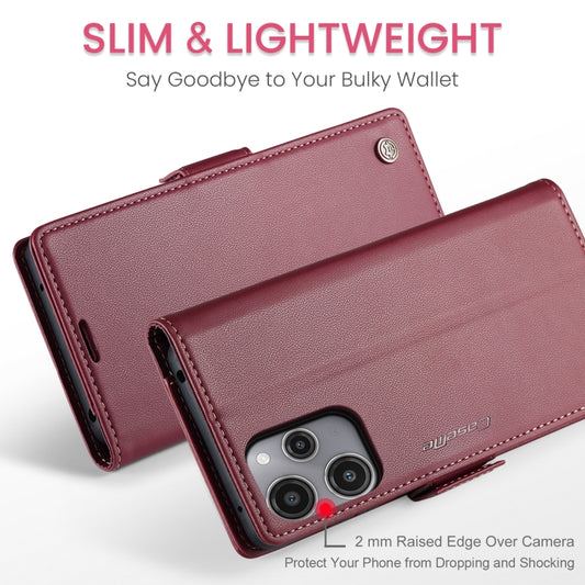 For Xiaomi Redmi 12 4G／12 5G／Note 12R／POCO M6 Pro 5G CaseMe 023 Butterfly Buckle Litchi Texture RFID Anti-theft Leather Phone Case(Wine Red) by CaseMe