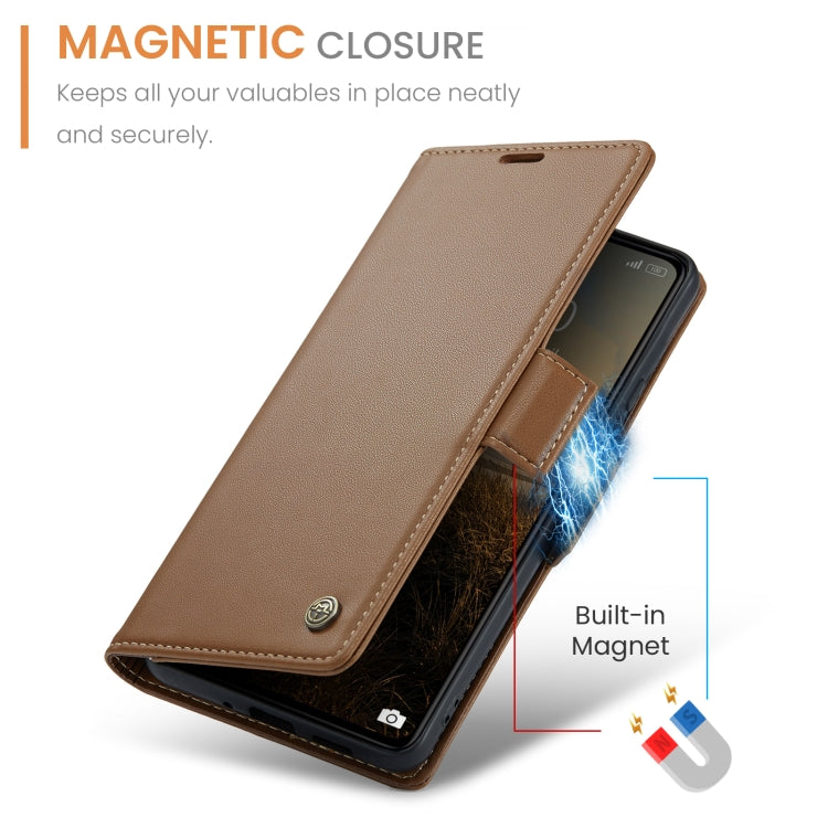 For Xiaomi Redmi 13C 4G / 13C 5G CaseMe 023 Butterfly Buckle Litchi Texture RFID Anti-theft Leather Phone Case(Brown) - Xiaomi Cases by CaseMe | Online Shopping UK | buy2fix