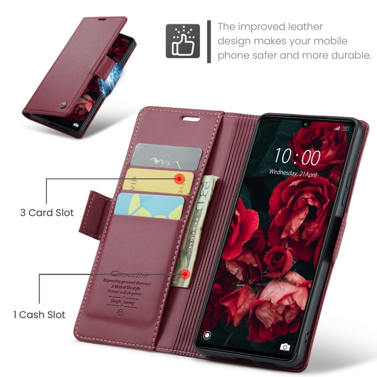 For Xiaomi Redmi 13C 4G / 13C 5G CaseMe 023 Butterfly Buckle Litchi Texture RFID Anti-theft Leather Phone Case(Wine Red) - Xiaomi Cases by CaseMe | Online Shopping UK | buy2fix