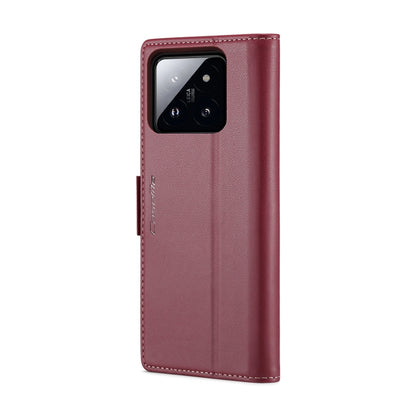 For Xiaomi 14 CaseMe 023 Butterfly Buckle Litchi Texture RFID Anti-theft Leather Phone Case(Wine Red) - 14 Cases by CaseMe | Online Shopping UK | buy2fix