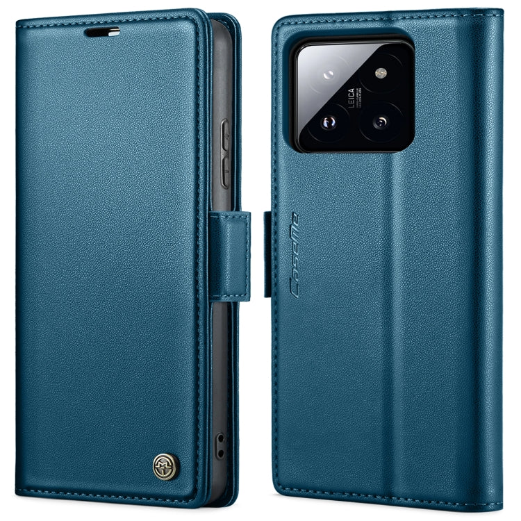 For Xiaomi 14 CaseMe 023 Butterfly Buckle Litchi Texture RFID Anti-theft Leather Phone Case(Blue) by CaseMe