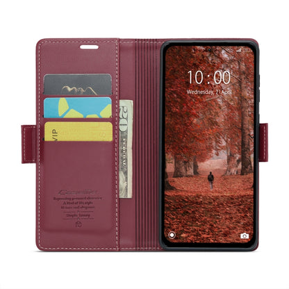 For Xiaomi Redmi Note 13 5G CaseMe 023 Butterfly Buckle Litchi Texture RFID Anti-theft Leather Phone Case(Wine Red) - Xiaomi Cases by CaseMe | Online Shopping UK | buy2fix