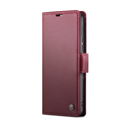 For Xiaomi Redmi Note 13 Pro 5G CaseMe 023 Butterfly Buckle Litchi Texture RFID Anti-theft Leather Phone Case(Wine Red) by CaseMe