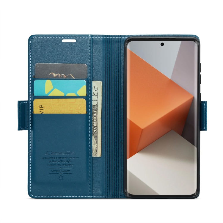 For Xiaomi Redmi Note 13 Pro+ 5G CaseMe 023 Butterfly Buckle Litchi Texture RFID Anti-theft Leather Phone Case(Blue) - Xiaomi Cases by CaseMe | Online Shopping UK | buy2fix