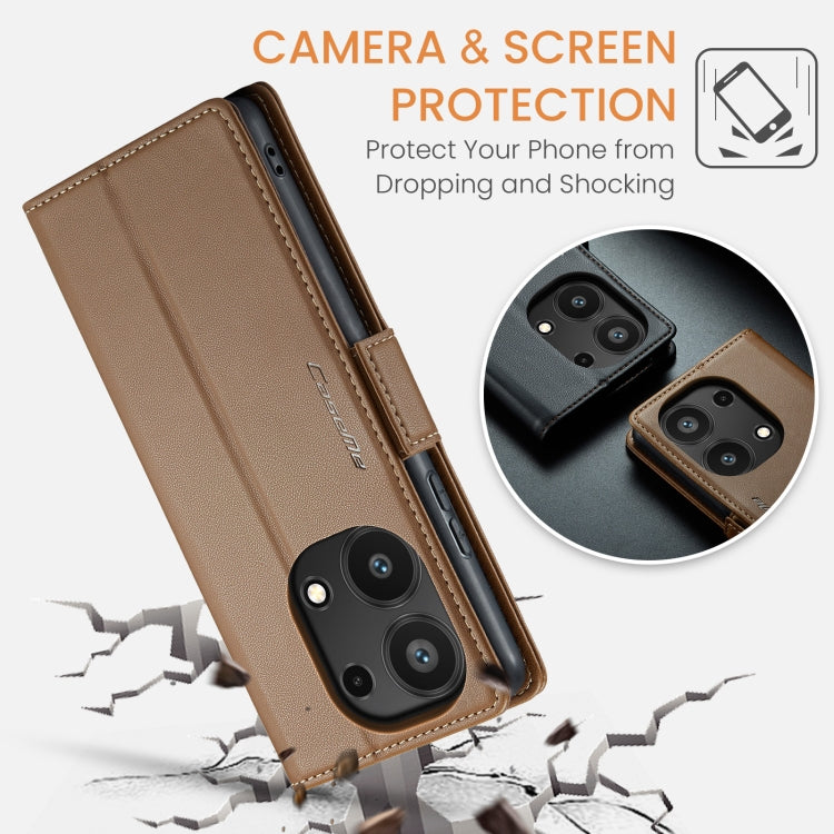 For Xiaomi Redmi Note 13 Pro 4G CaseMe 023 Butterfly Buckle Litchi Texture RFID Anti-theft Leather Phone Case(Brown) - Xiaomi Cases by CaseMe | Online Shopping UK | buy2fix