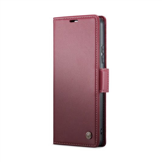 For Xiaomi Redmi Note 13 Pro 4G CaseMe 023 Butterfly Buckle Litchi Texture RFID Anti-theft Leather Phone Case(Wine Red) by CaseMe