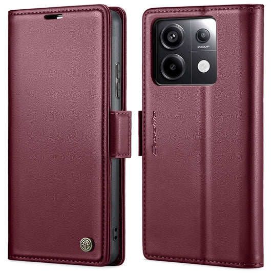 For Xiaomi Redmi Note 13 Pro 4G CaseMe 023 Butterfly Buckle Litchi Texture RFID Anti-theft Leather Phone Case(Wine Red) by CaseMe
