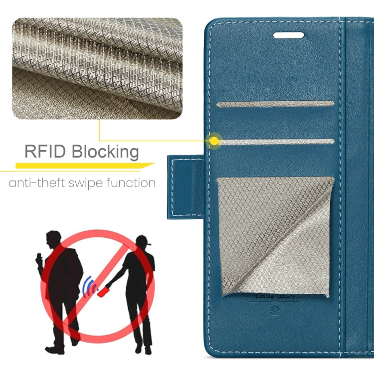 For Xiaomi Redmi Note 13 Pro 4G CaseMe 023 Butterfly Buckle Litchi Texture RFID Anti-theft Leather Phone Case(Blue) - Xiaomi Cases by CaseMe | Online Shopping UK | buy2fix