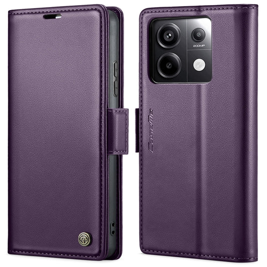 For Xiaomi Redmi Note 13 Pro 4G CaseMe 023 Butterfly Buckle Litchi Texture RFID Anti-theft Leather Phone Case(Pearly Purple) by CaseMe