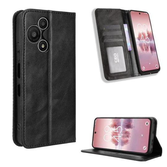 For TCL 60 SE NxtPaper 5G Magnetic Buckle Retro Texture Leather Phone Case(Black)