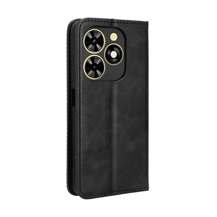 For Tecno Spark Go 2024 Magnetic Buckle Retro Texture Leather Phone Case(Black) by buy2fix
